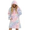 O³ Coperta con cappuccio - Unicorno se ilumina al buio - Plaid con maniche indossabile in pile, Felpa oversize donna, Blanket hoodie - Confortevole e morbido - Perfetto per le notti invernali sul divano
