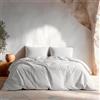 GAMUSI Set copripiumino per letto 80/90, tinta unita, 100% cotone, copripiumino 150 x 220 cm e federa per cuscino, traspirante, morbido, colore grigio chiaro
