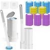 SERIONR Scopino WC Usa e Getta,Spazzola WC Monouso Set con 48 Ricariche Detergenti,Set da 2 con Scopini per WC con Manico Allungato e Supporto,Scopino per WC con Staffa Adesiva per Pulizia Bagno e WC