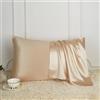 Juwenin Home Federa in 100% seta di gelso, per capelli e pelle, con cerniera nascosta, lato inferiore in cotone, dimensioni standard, 19 momme Charmeuse (champange, standard)