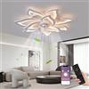 MiiR Ventilatore Da Soffitto Con Illuminazione 100W Lampada Da Soffitto Moderna Silenziosa Con Ventola LED Dimmerabile 10 Luci Lampada Da Soffitto Reversibile A Forma Di Fiore Per Soggiorno Camera Da Letto