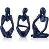 QIANLING Set di 3 statuette in resina per mobili TV, mensole, scrivanie, tavolini da caffè, decorazione per soggiorno, scultura moderna, libreria minimalista, accenti per la casa, colore: blu navy