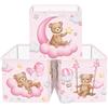 Clastyle Set di 3 Cubi Portaoggetti Ripiegabili Animale da Sogno Kallax Contenitori Pieghevole per Scaffale Scatole Portaoggetti Genitore per Libro Giochi, Orso rosa, 30x30x30 cm