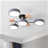 YLTLINK 3 teste Modern Semi Flush Montato Plafoniera, 3 colori dimmerabile, Moderno Semplice Macaron Plafoniera Forma Personalizzata Lampada a sospensione Ferro Lampade (grigio)