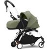Stokke YOYO3 Frame (Bianco) con 0+ Newborn Pack (Olive) - Include materasso, allacciatura a 5 punti, capottina estendibile, tracolla imbottita, e borsa protettiva per il trasporto