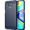 owlhold Cover per Xiaomi Redmi Note 9 Pro/Note 9S, Custodia Spazzolata e Fibra di Carbonio Morbido Silicone TPU Slim Fit Case, Antiurto, Antigraffio, Antiscivolo, Protezione Grado Militare, Blu