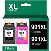LOFBLAT 901 XL compatibile con cartucce d'inchiostro HP 901 Officejet 4500 J4580 J4680 J4524 J4535 J4540 J4550 J4585 J4624 J4660 (confezione da 2, 1 nero, 1 colore)