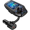 GUANDA TECHNOLOGIES CO., LTD. Trasmettitore FM Bluetooth Per Auto Con Schermo 1.8'', Chiamate Vivavoce, Ingresso/Uscita Aux, Caricabatterie Accendisigari, 2 Porte USB, SD/TF Card, Radio
