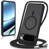 Coiwxmoi Magnetica Cover per Google Pixel 10 Pro XL con Cordino Laccio, Compatibile con MagSafe, Traslucida Opaca Hard PC Custodia Sottile Silicone Antiurto Antigraffio Protettiva Case con Corda,Nero