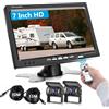 Podofo Telecamera Retromarcia con 7 '' LCD Telecamera per auto IP69 Telecamera Visione Notturna di Assistenza al Parcheggio Cablata Impermeabile Applicare per Autobus/Camion/Van/RV 10 m + 15 m Cavo