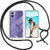ISOI Cover con Cordino per Motorola Edge 30 Neo, Custodia Trasparente con Collana Tracolla Laccio Collo Ultra Sottile Morbido TPU Silicone Antiurto AntiGraffio Antiscivolo Case, Nero