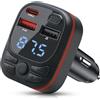 mamoline Trasmettitore Bluetooth Per Auto Con Porta Usb-A e Usb-C Accendisigari Ricevitore Audio Fm