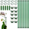 GIEEU Set di picchetti di supporto per piante, in plastica, verde, 10 picchetti con 10 clip a farfalla e 10 morsetti, kit di supporto da giardino per orchidee e piante rampicanti