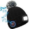 TAGVO Berretto Bluetooth con Faro LED, Wireless Musicale Cappello da Corsa USB Ricaricabile, Berretto in Maglia Invernali, Cappello Illuminato per Campeggio Escursionismo Ciclismo, Regali Natale Donna