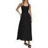 Allegra K Abito Midi Donna Senza Maniche Scollatura Quadrata Casual Svolazzante Estivo Boho Canotta Bianca S