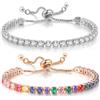 Suyi Bracciale tennis da donna con zirconia cubica, regolabile, bracciale scorrevole, Adjustable, Zirconia cubica, lega