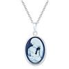 Bling Jewelry Stile Classico Antico Blu Bianco Intagliato Ovale Semplice Incorniciato Lady Vittoriana Ritratto Madre E Figlio Cameo Collana Per Donne Moglie .925 Sterling Argento