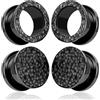 DOEARKO Dilatatore Orecchio 2 Paia Flesh Tunnel in Acciaio Inossidabile Double Flared Tunnel Ear GaugesTunnel Expanders Stretchers Piercing Gioiello per Uomini e Donne,8mm a 16 mm (Nero, 12mm)