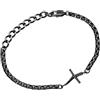 Breil, Collezione B.X, Bracciale Uomo in Acciaio Lucido IP Gun con Croce Asimmetrica, Chiusura a Moschettone, Lunghezza Regolabile 17-22 cm, Idea Regalo Uomo