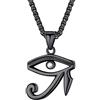 Suplight Collana Uomo Occhio di Horus Nero Religioso Egiziano Collana Uomo Acciaio Inossiabile Ciondolo Occhio di Ra Nero con Confezione Regalo