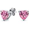 Bling Jewelry Orecchini A Perno Solitario In Zircone Cubico Rosa A Forma Di Cuore Da 7 MM In Argento Sterling .925 Per Donne E Fidanzate