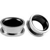 Vankula Dilatatori Lobo Double Flared tunnel dilatatore orecchie in Acciaio inossidabile lobi piercing espansori Gioielli Uomo Donna 19mm(3/4) Argento Nero