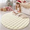Homaxy Tappeto a pelo lungo con motivo a bolle 3D, morbido, lavabile, antiscivolo, piccolo, per soggiorno, cameretta dei bambini, camera da letto, 120 cm, rotondo, crema