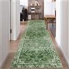 Famibay Tappeto da cucina lungo, 80 x 300 cm, lavabile, morbido, antiscivolo, beige, verde, vintage, bohémien, per camera da letto, ufficio, ingresso
