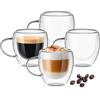 Dyserbuy - Confezione da 4 tazze espresso, 80 ml, tazze da caffè espresso con manici, bicchiere da caffè in vetro a doppia parete, tazze in vetro isolante