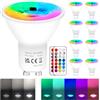 REYLAX 8pcs Lampadine LED GU10 5W, RGB + Bianco Freddo, Faretto LED Che Cambiano Colore, 12 Colori 5 Modalità, Attivazione Della Memoria, Regolazione Tramite Telecomando a Infrarossi