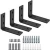 SAYAYO Staffe per Mensole Pesanti Nero Staffe a L Angolari Supporti 10CM | Staffa Angolare Reggimensola da Parete, per Garage Cucina Soggiorno, 4 Pezzi, 100 x 75 MM, Spessore 5 MM, Carico 50KG