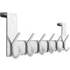WEBI Appendiabiti da Porta,Attaccapanni da Porta,Gancio Porta,Acciaio Inox Appendino da Porta con 6 Ganci,Porta Accappatoio da Bagno,2.1cm,Argento