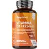 WeightWorld Vitamina D3 K2, 1 Compressa al Giorno, 2000UI di Colecalciferolo, 200μg di Menachinone, La Vitamina K Contribuisce al Mantenimento di Ossa Normali (EFSA), 365 Compresse (Per 1 Anno), Senza Glutine