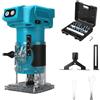 Roadtime Router cordless compatibile con batteria Makita da 18 V (senza batteria), trimmer per legno senza spazzole da 800 W con 10000-30000 giri/min a 5 velocità, guida dritta e 15 punte di fresatura, router