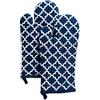 DII, Grembiule da Cucina in Cotone, Regolabile, da Donna, con Tasche e Fascette estra Lunghe Guanti da Forno Nautical Blue Lattice