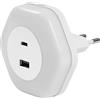 LEDVANCE Lunetta Hexagon Socket Night Light, White, 5W, 5Lm, Luce bianca calda, Connessione USB-A e USB-C, tecnologia LED, funzionalità di ricarica, lunga durata, classe di protezione IP20, 3000K