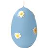 Cereria Di Giorgio - Candela a forma di uovo con margherite grandi in cera - Colore Dusty Blu - Durata 70 ore - Lavorazione artigianale - Con sacchetto regalo - Spring Collection - Made in Italy