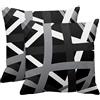 Emvency Set di 2 federe copricuscino grigie e nere, design retrò decorativo a righe, decorazione per la casa, quadrata, 45,7 x 45,7 cm