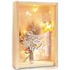 HuaMuDM Regalo per cresima,regalo di denaro,cresima e comunione,Regalo per battesimo,con fiori secchi,scatola di legno,provette in plastica,catene luminose