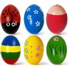 IHLOOTD Uovo di Pasqua in Legno Uova Maracas Easter Eggs Percussion Uova Pasquali Ovetti Musicali per Caccia di Pasqua, Bomboniere, Regali per le Feste, Accessori per la Classe (6 pezzi-B)