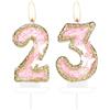 mciskin Candele a forma di farfalla numero 23, candele per 23° compleanno in oro rosa per torta, decorazioni per torta per 23° compleanno per ragazze, decorazione per torta con farfalla 23, decorazioni per