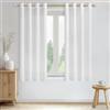 CUTEWIND Tende per Interni Finestre Camera da Letto Bianche Corte, Tenda Corta da Interno Semitrasparente Lino con Occhielli per Cucina Soggiorno Salotto Cameretta Bambini, 140x145 CM, 2 Pezzi