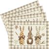 YEAMLTE Tovagliette Pasquali 4 PCS Pasqua Tovaglietta con Coniglio Fiori Uovo Tovagliettes Lavabili Decorazione per la Tavola di Pasquale 30*45cm Tovagliettas Tavolas per Pasqua-Feste Cucina (C)