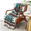 Czyminrout Coperta boho con nappa, stile etnico, reversibile, per casa, ufficio, viaggi, tende (180 x 260 cm, verde bosco)