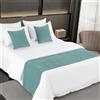 AMBERIS Bed Runner Single Layer Chenille Blu-Verde, Sciarpe da letto in stile moderno per la casa e le decorazioni dell'hotel (Fodere per cuscini vendute separatamente)