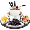 Yitobici 300 ML fonduta di Cioccolato con 4 Piatti in Ceramica e 4 forchette, Set di fonduta di Cioccolato in Ceramica, per Formaggio, fonduta, Cena di Famiglia, Dessert Picnic, Bianco