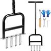 lalago Aerificatore Manuale a 4 Punte, Scarificatore Manuale 93 cm, Aerazione del Prato Forca Aerificatrice a Denti Cavi, Picchio da Prato, Aerificatore per Dissodare Il Terreno e Migliorare Il Prato
