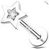 Melighting Orecchino a lobo in argento con retro piatto, filettatura interna, con zirconia cubica