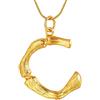 FOCALOOK Collana Pendente Donna Lettera Iniziale Grande Bambù Nome Alfabeto Catena Serpente regalobile Sottile Placcato Oro con Confezione Regalo Compleanno Anniversario per Ragazza (Oro)