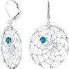 Bling Jewelry Turchese Blu Indietro Occidentale Leva Indiano Nativo Americano Grandi Orecchini Rotondi Dream Catcher Per Le Donne Adolescente .925 Sterling Argento